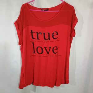 Red True Love Graphic T Shirt Short Sleeve Casual Statement Top